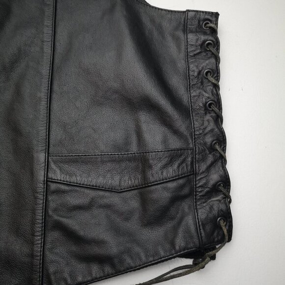 FMC by First Manufacturing Co. Inc. Men's Size 52 Black Lined Leather Vest - Picture 8 of 9